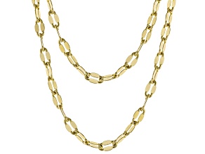 18k Yellow Gold Over Bronze 5.5mm Multi-Row Mirror Link Necklace