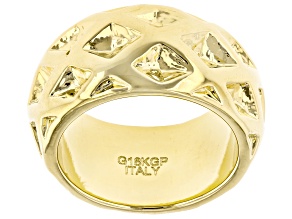 18k Yellow Gold Over Bronze Basket Weave Ring