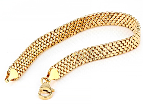 18k Yellow Gold Over Bronze Woven Bead Bracelet