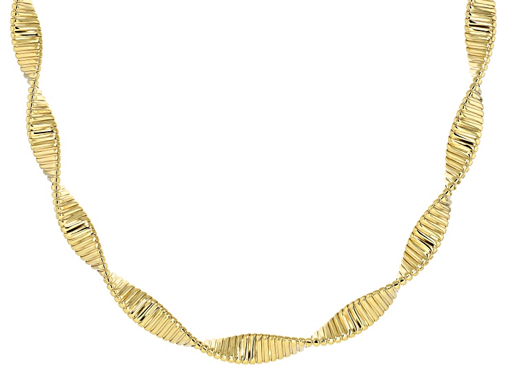 18k Yellow Gold Over Bronze Twisted Omega Necklace - MA1084 | JTV