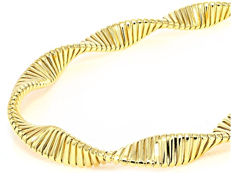 18k Yellow Gold Over Bronze Twisted Omega Necklace - MA1084 | JTV