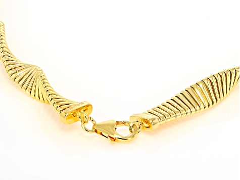 18k Yellow Gold Over Bronze Twisted Omega Necklace - MA1084 | JTV