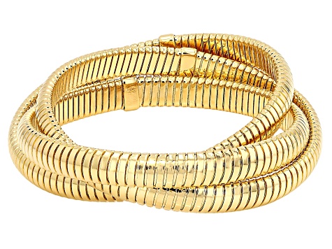 18k Yellow Gold Over Bronze Omega Twist Multi-Row Bracelet