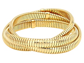 18k Yellow Gold Over Bronze Omega Twist Multi-Row Bracelet