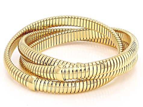 18k Yellow Gold Over Bronze Omega Twist Multi-Row Bracelet