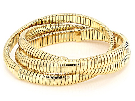 18k Yellow Gold Over Bronze Omega Twist Multi-Row Bracelet