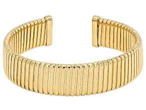 18k Yellow Gold Over Bronze Omega Cuff Bracelet