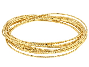 18k Yellow Gold Over Bronze Diamond Cut Multi-Row Slip-On Bangle