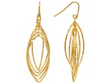 18k Yellow Gold Over Bronze Diamond Cut Marquise Dangle Earrings