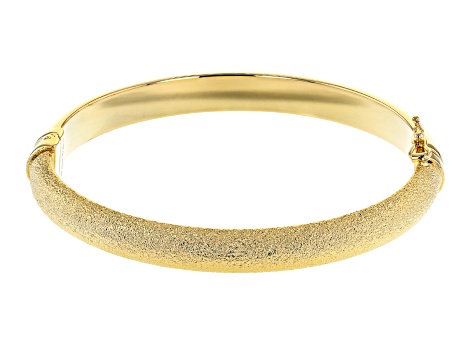 18K Yellow Gold Over Bronze Diamond Cut Bangle Bracelet