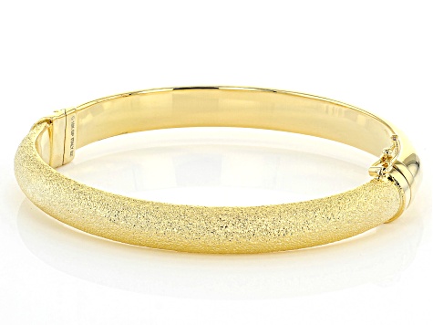 18K Yellow Gold Over Bronze Diamond Cut Bangle Bracelet