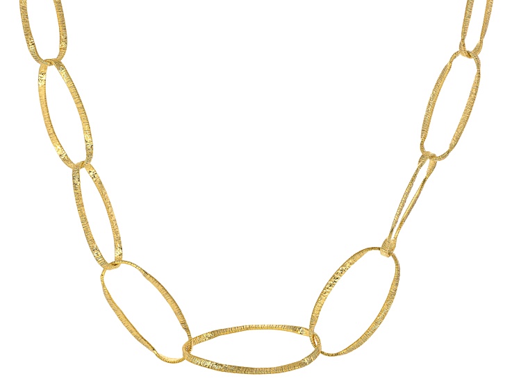 18k Yellow Gold Over Bronze Twisted Oval Necklace