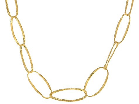 18k Yellow Gold Over Bronze Twisted Oval Necklace
