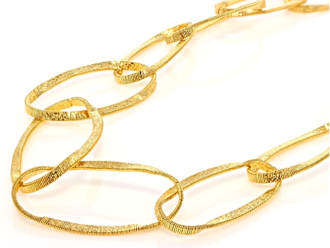 18k Yellow Gold Over Bronze Twisted Oval Necklace