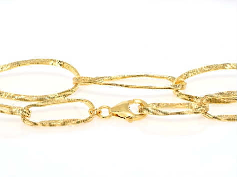 18k Yellow Gold Over Bronze Twisted Oval Necklace