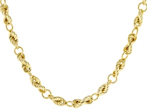 18k Yellow Gold Over Bronze 7.3mm Fashion Rope 24" Necklace