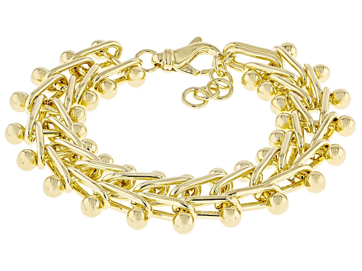 18k Yellow Gold Over Bronze 18.3mm Fashion Briglia Bracelet