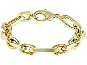 18k Yellow Gold Over Bronze 9.2mm Mixed Link Bracelet
