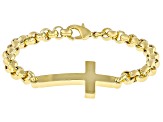 18k Yellow Gold Over Bronze 6mm Cross Bracelet