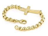 18k Yellow Gold Over Bronze 6mm Cross Bracelet