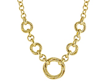 Picture of 18k Yellow Gold Over Bronze Graduated Diamond Cut Circles Station 18" Necklace