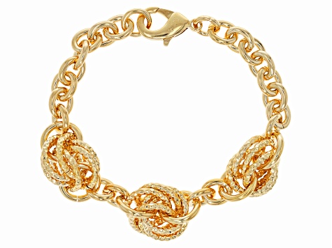 18k Yellow Gold Over Bronze Diamond Cut Intertwined Circle Bracelet