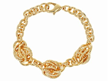 Picture of 18k Yellow Gold Over Bronze Diamond Cut Intertwined Circle Bracelet