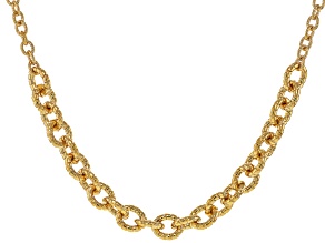 18k Yellow Gold Over Bronze Textured Rolo 18" Necklace