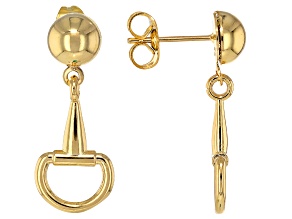 18k Yellow Gold Over Bronze Stirrup Dangle Earrings