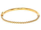 18k Yellow Gold Over Bronze 3mm Textured Hinged Bangle Bracelet