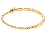 18k Yellow Gold Over Bronze 3mm Textured Hinged Bangle Bracelet