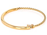 18k Yellow Gold Over Bronze 3mm Textured Hinged Bangle Bracelet