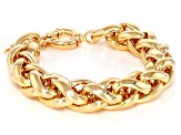 18k Yellow Gold Over Bronze 15.5mm Spiga Bracelet