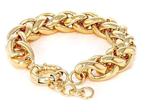 18k Yellow Gold Over Bronze 15.5mm Spiga Bracelet