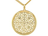 18k Yellow Gold Over Bronze Filigree Medallion 25" Necklace