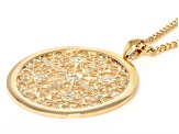 18k Yellow Gold Over Bronze Filigree Medallion 25" Necklace