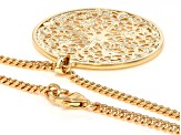 18k Yellow Gold Over Bronze Filigree Medallion 25" Necklace