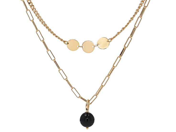 【希少】PRY 3way Plate Necklace limited gold 18k Yellow Gold Over Bronze 3mm Multi-Layer, Mixed Link 18.5