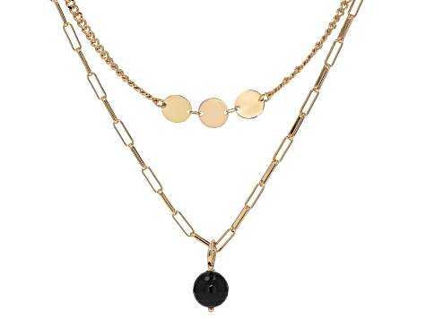 ミャクミャク ゴールド 3点セット 18k Yellow Gold Over Bronze 3mm Multi-Layer, Mixed Link 18.5