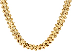 18k Yellow Gold Over Bronze 15.5mm Woven 18" Necklace