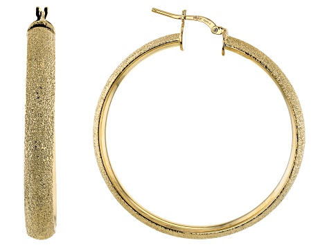 Moda Al Massimo® 18K Yellow Gold Over Bronze Diamond Cut Tube Hoop Earrings