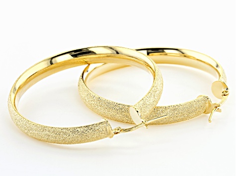 Moda Al Massimo® 18K Yellow Gold Over Bronze Diamond Cut Tube Hoop Earrings