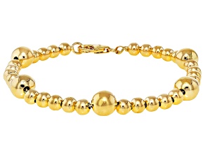 18k Yellow Gold Over Bronze 4-7mm Bead Station Bracelet