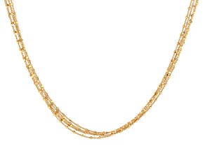 18k Yellow Gold Over Bronze 0.45mm Multi-Row Bead Station 18" Necklace