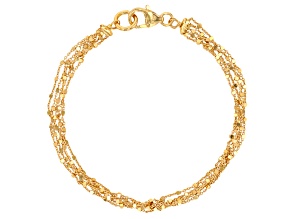 18k Yellow Gold Over Bronze 0.45mm Bead Station Bracelet