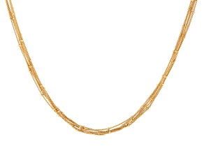 18k Yellow Gold Over Bronze 0.95mm Multi-Row Station 18" Necklace
