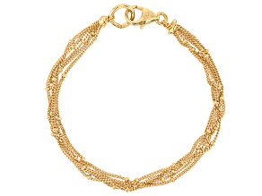 18k Yellow Gold Over Bronze 0.95mm Multi-Row Bead Station Bracelet