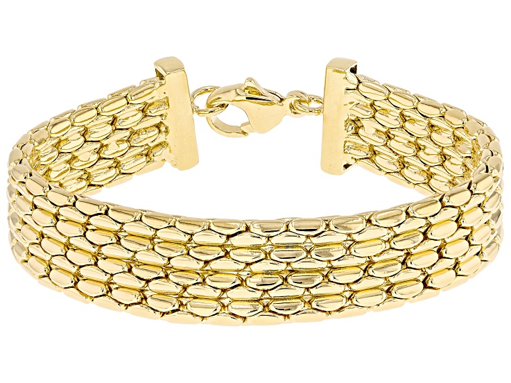 18k Yellow Gold Over Bronze Woven Bracelet