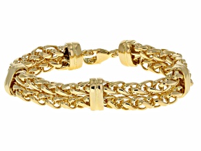 18k Yellow Gold Over Bronze Multi-Row Spiga Station Bracelet