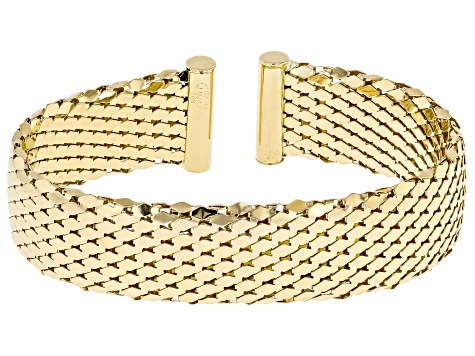18k Yellow Gold Over Bronze Woven Cuff Bracelet